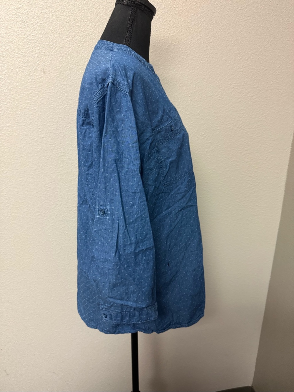 Bit & Bridle Chambray Denim Popover Tunic Shirt XL Western Boho Blue - Picture 6 of 9